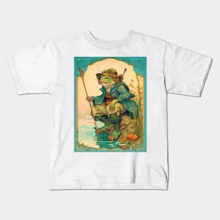 Art Nouveau Westernized Japanese Kappa Fisherman Kids T-Shirt